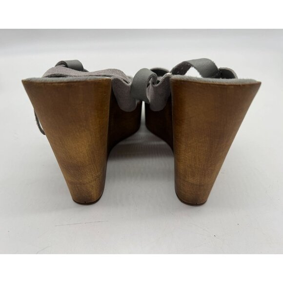 Steve Madden Womens Suede Platform Wedge Sandals Size 8 Grey Crisscross Strap - Picture 5 of 12